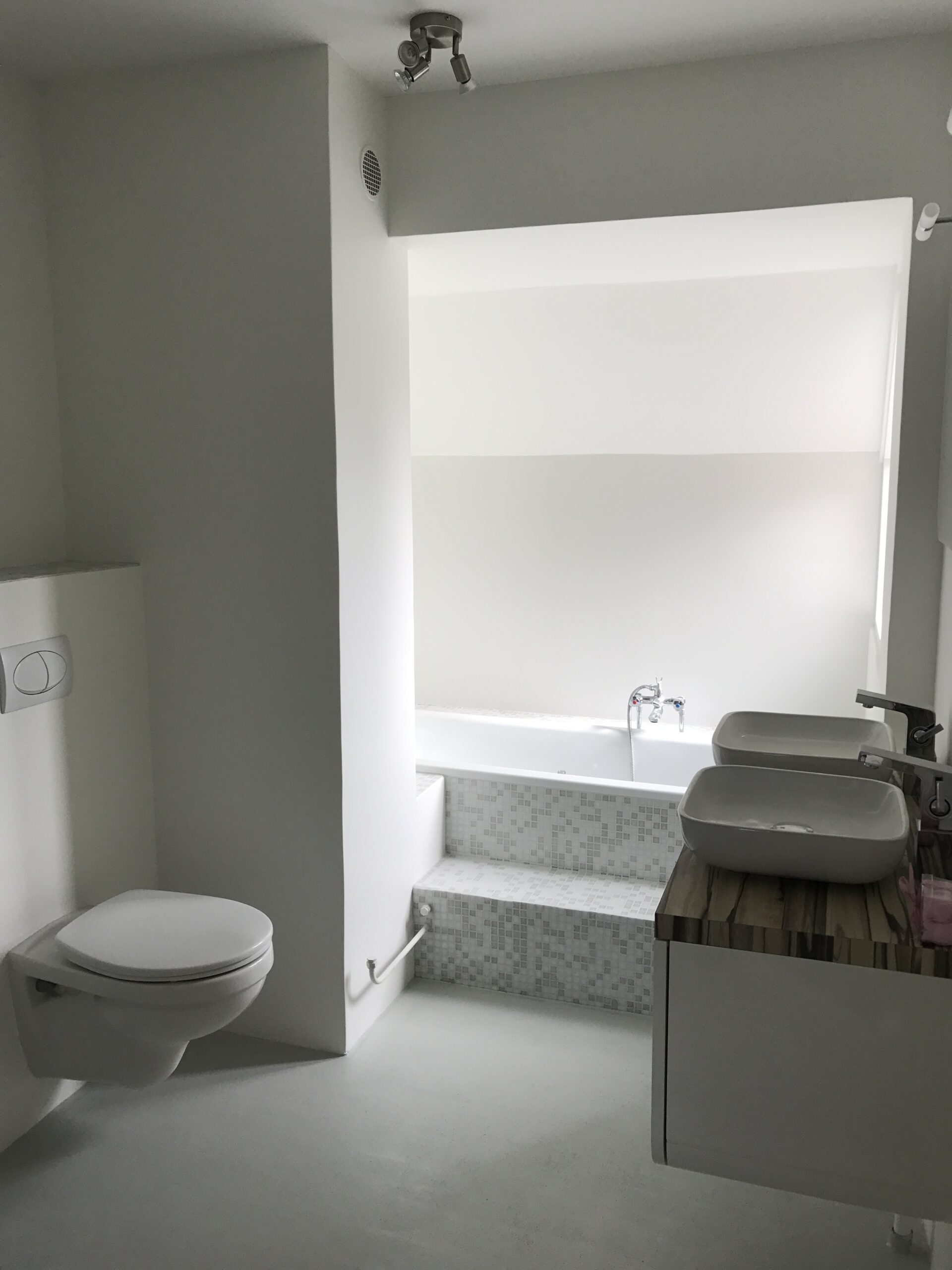 Badkamer schilderwerk wit plafond en wanden